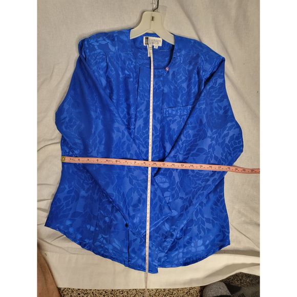 SK & Company Metallic Blue Button Up Womens Dress Shirt Size 10 - Picture 1 of 4